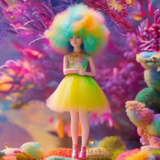 Sparkling Doll Figure in Hyperrealistic 3D Render