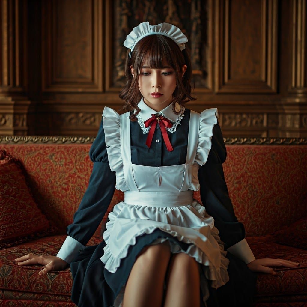 Maid in Elegant Medieval Attire