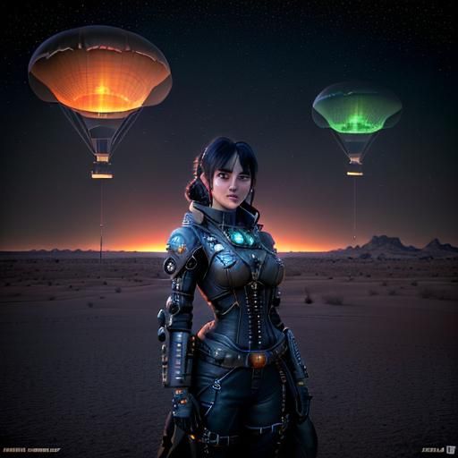 Roswell UFO Crash in Starry Desert Sky Concept Art