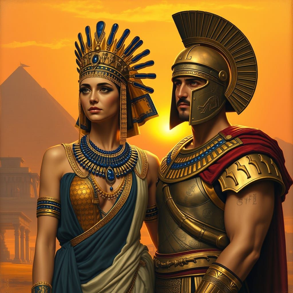 Egyptian Queen Cleopatra VII and Roman General Mark Antony i...