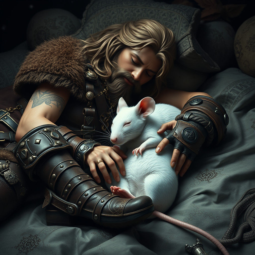 Barbarian Warrior Contemplation in Dark Fantasy Realm