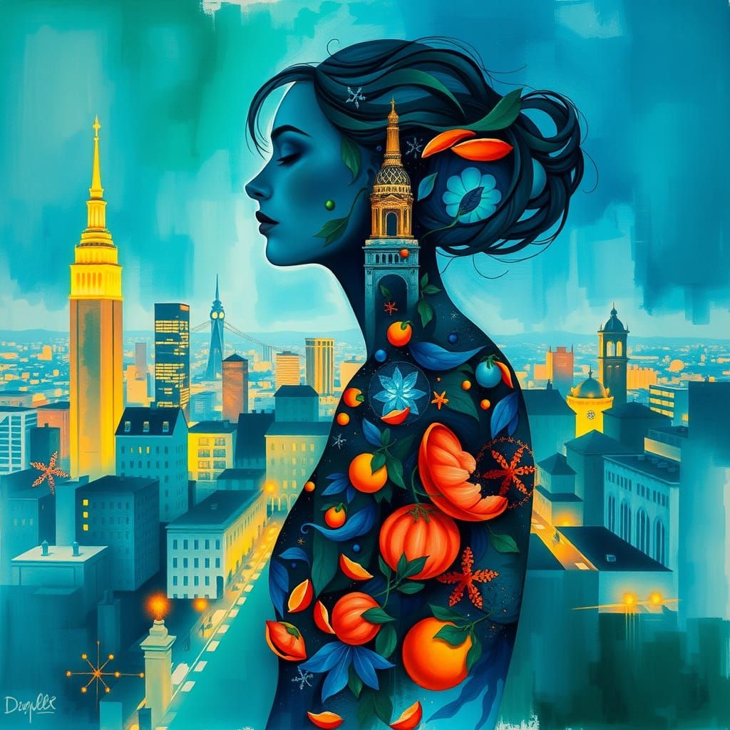 Contemporary Acrylic Woman in Dual Exposure