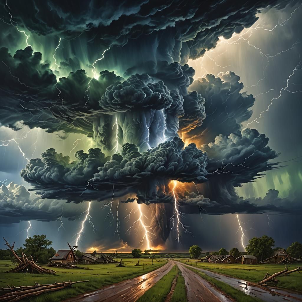Apocalyptic Thunderstorm Unleashes Tornadoes in Digital Pain...