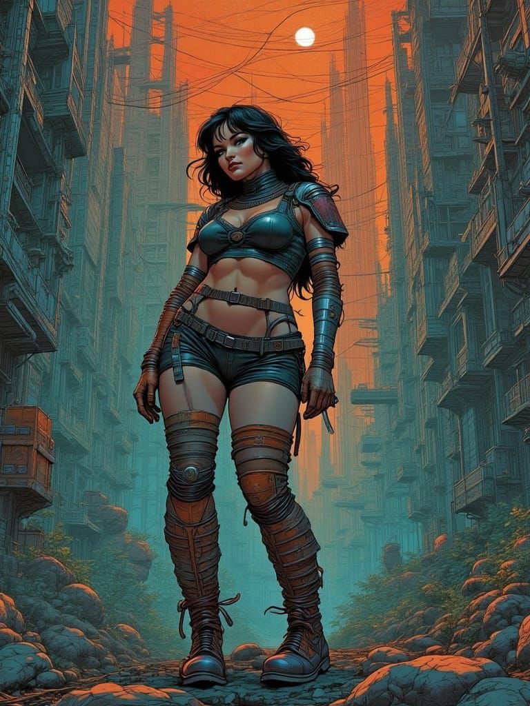 In dusk-fringe wrap, knotting a starlight rope <lora:Nostalg...