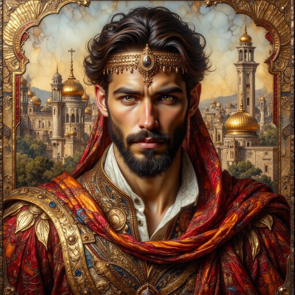 Arabian Prince Portrait as Impasto Oil Painting