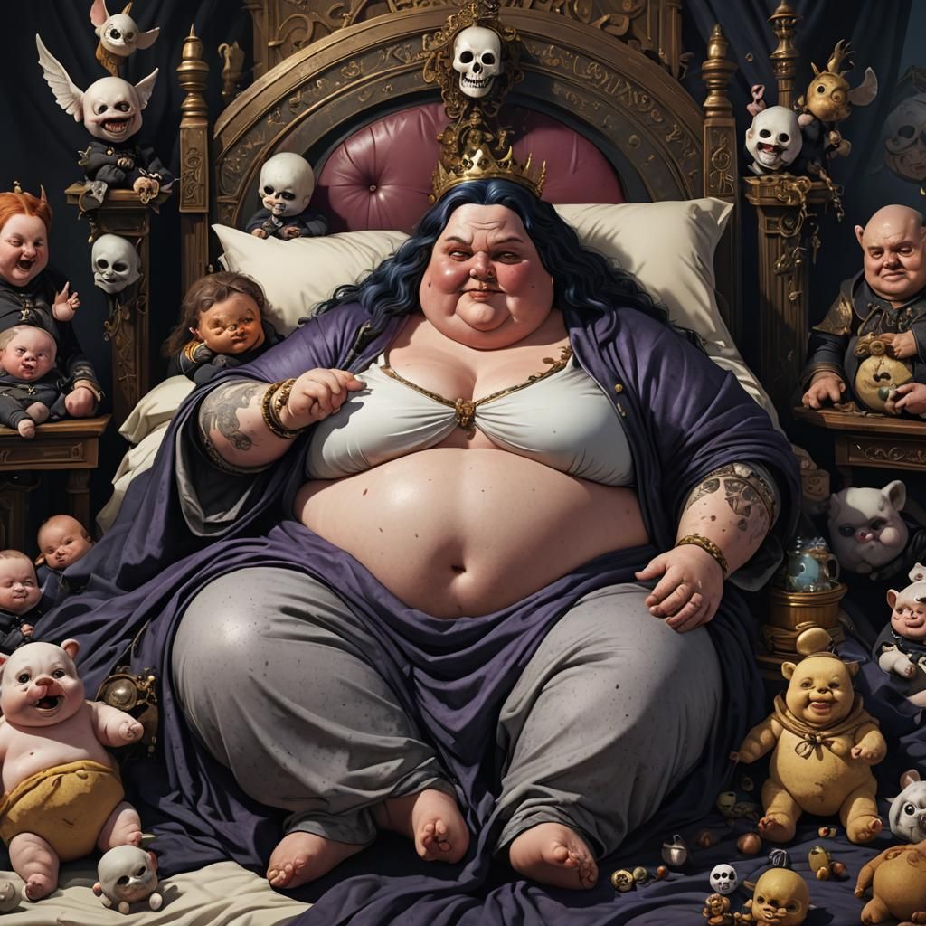Goth Mother Breastfeeding Giant Babies: Detailed Matte Paint...