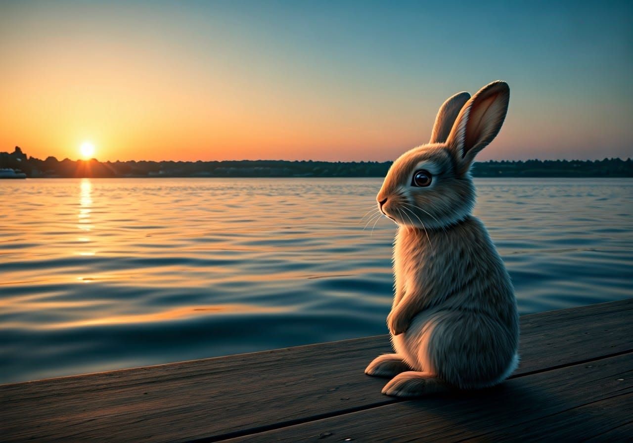 Rabbit's Forlorn Gaze Across Water, Ginger Hair