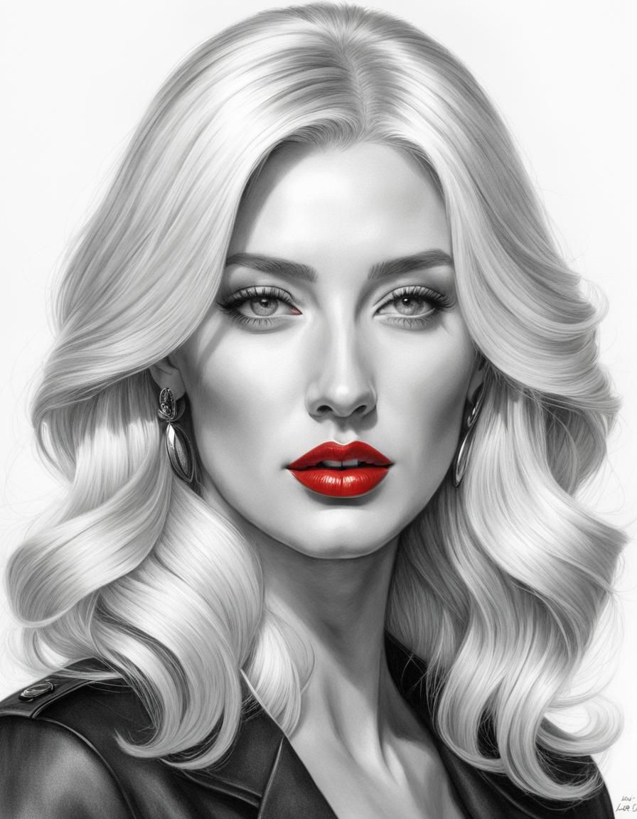 Portrait in Graphite Pencil Style: Blonde Woman