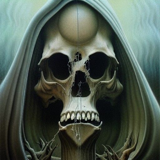Hooded Vampire Skull Spores: Hyperdetailed Painting