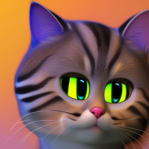 Funny Cat in Pixar-Style 3D Digital Art