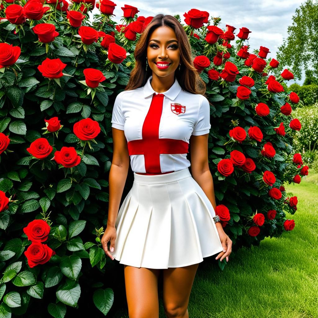 England Flag on Skirt with Roses