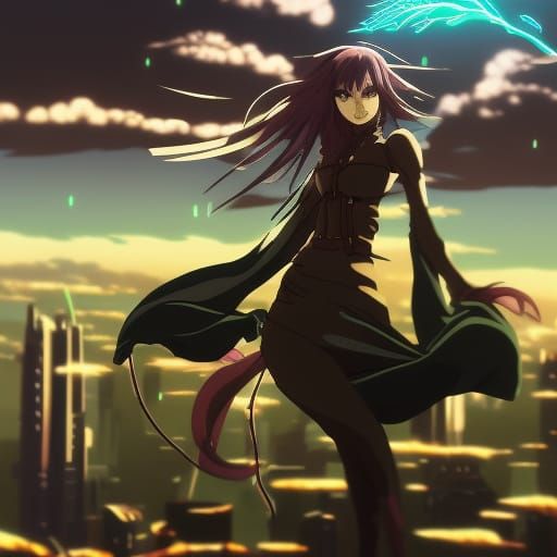 Gothic Druid Ready for Battle in Anime Metropolis