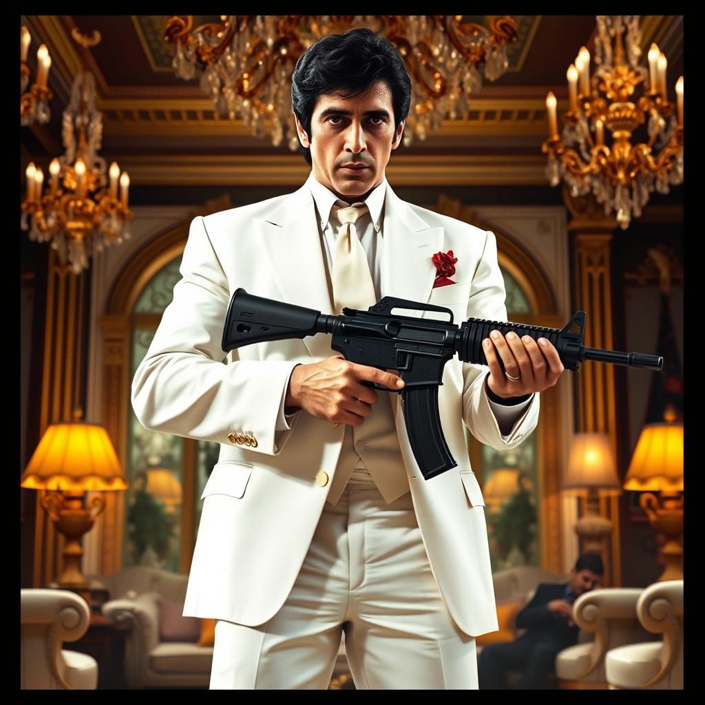 Scarface Inspired Digital Art in Film Noir Style