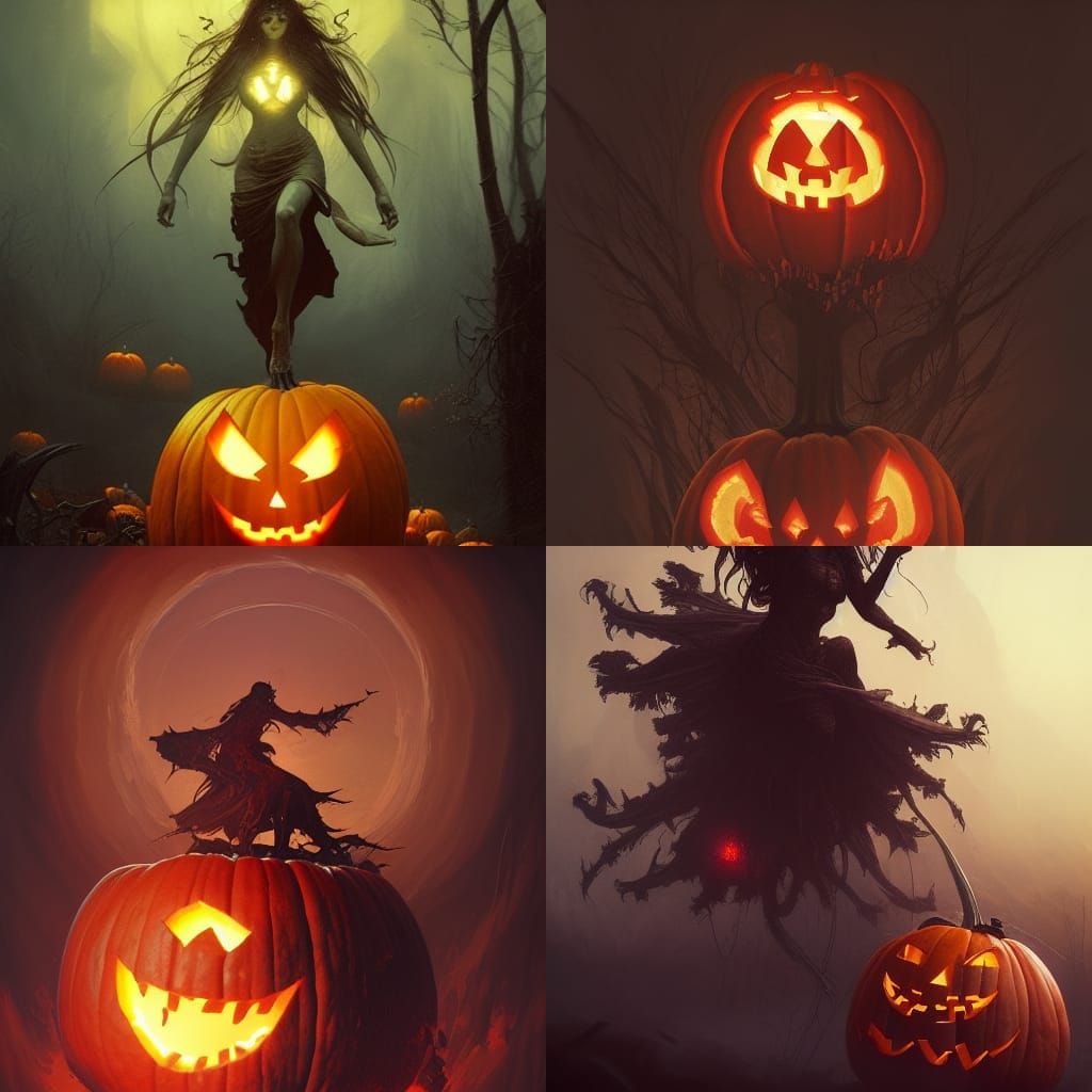 Scary Pumpkin: Dark Fantasy Concept Art