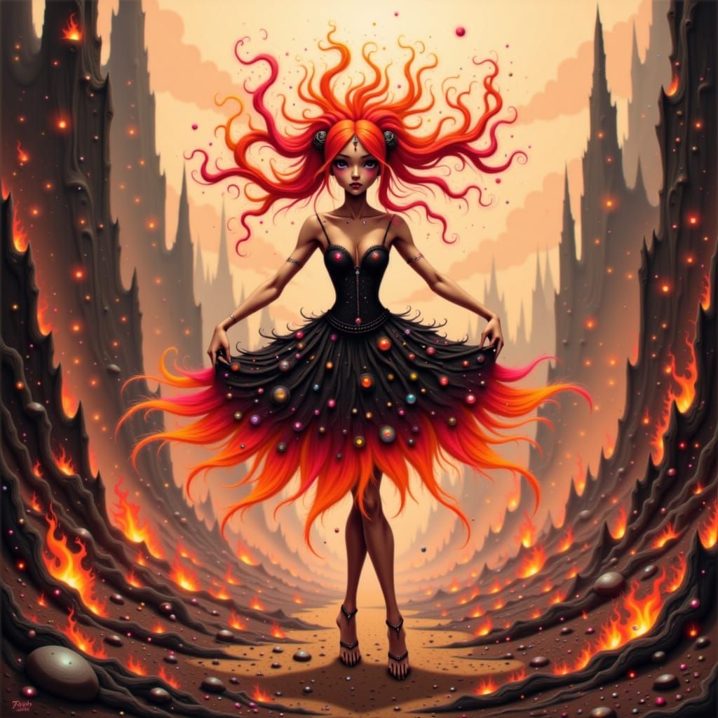 Fiery Sprite Pirouette in Anime Style