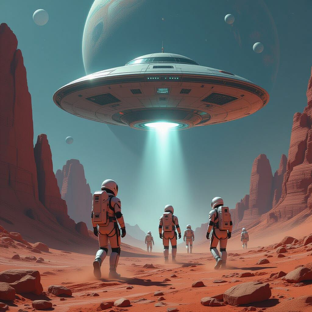 Humans landing on alien planet reverse ufo