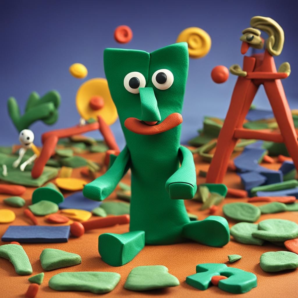 Gumby and Pokey in Claymation Style