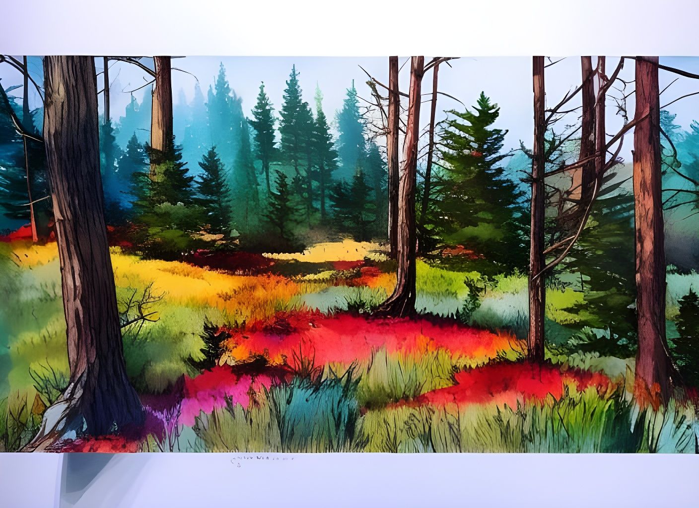 Deciduous Forest Watercolor Line Art