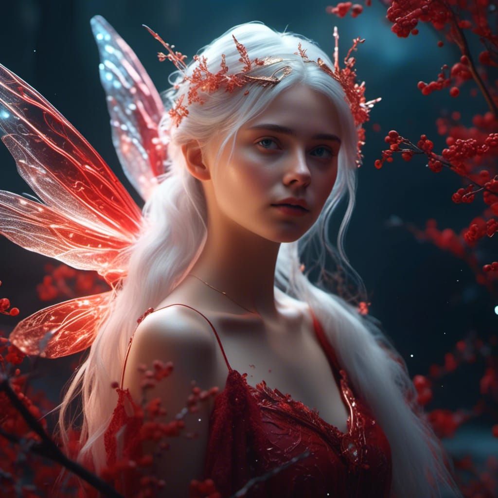 Young Girl as Christmas Fairy in Matte Painting Style