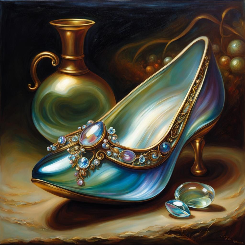 Fairytale Glass Slipper in Waterhouse Style