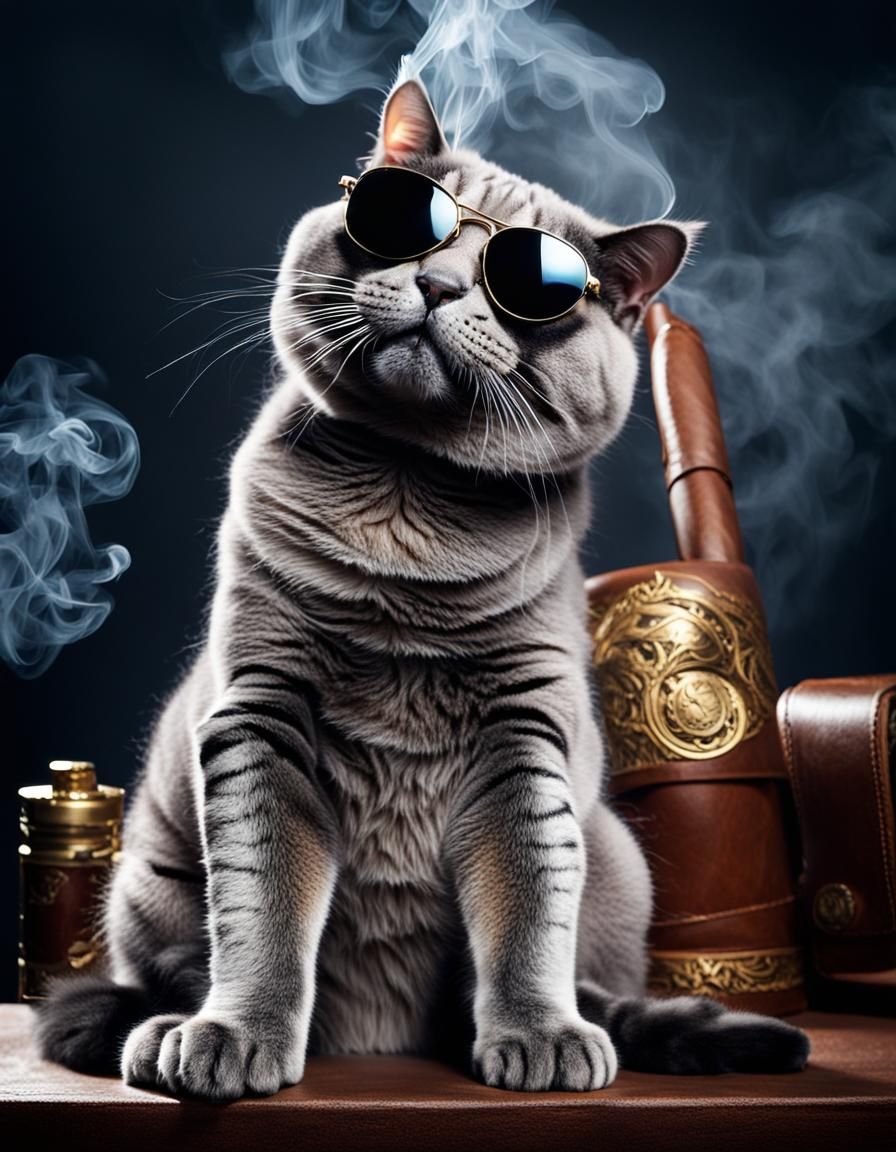 Cat Gangster with Cigar in Mystic Setting