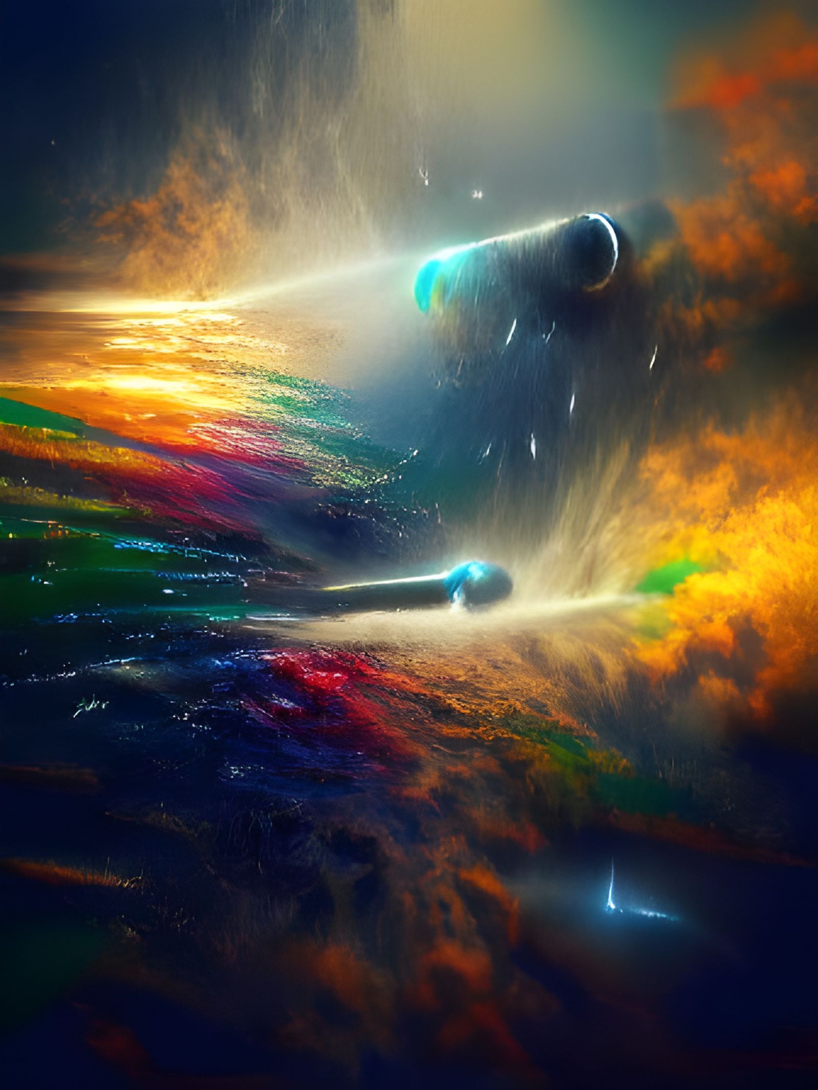 Rainbow Stardust Waves: Digital Art Concept