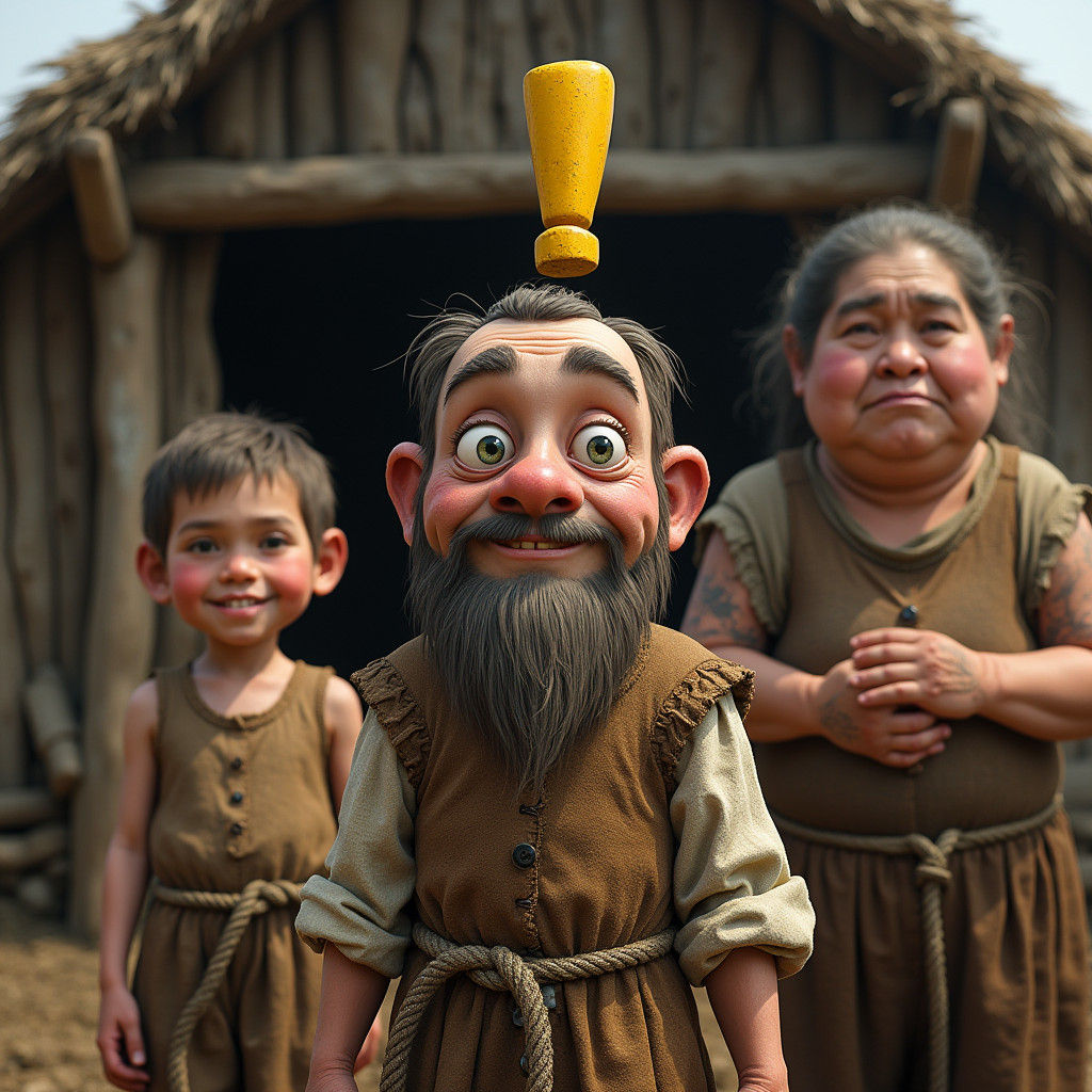 Medieval Peasant with Exclamation Point Above