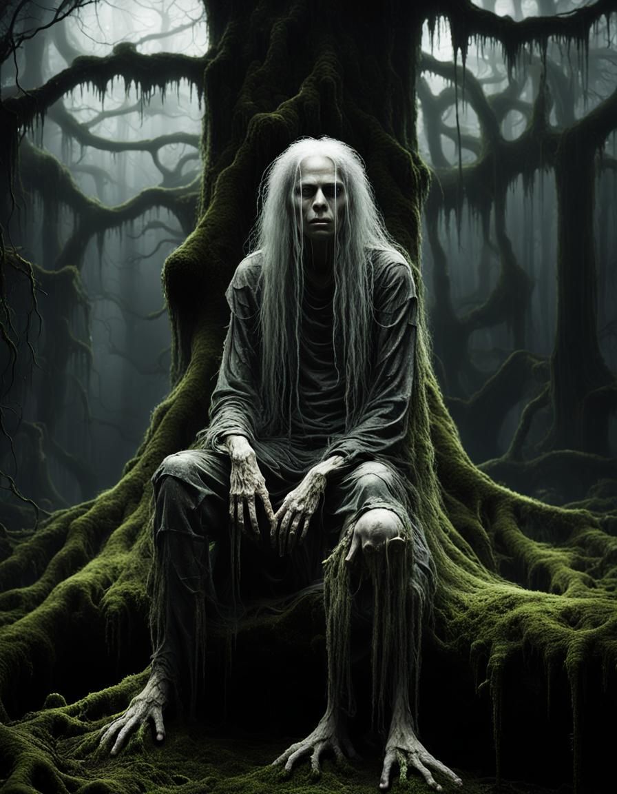 Eerie Ghostly Figure in Dark Surrealism Style