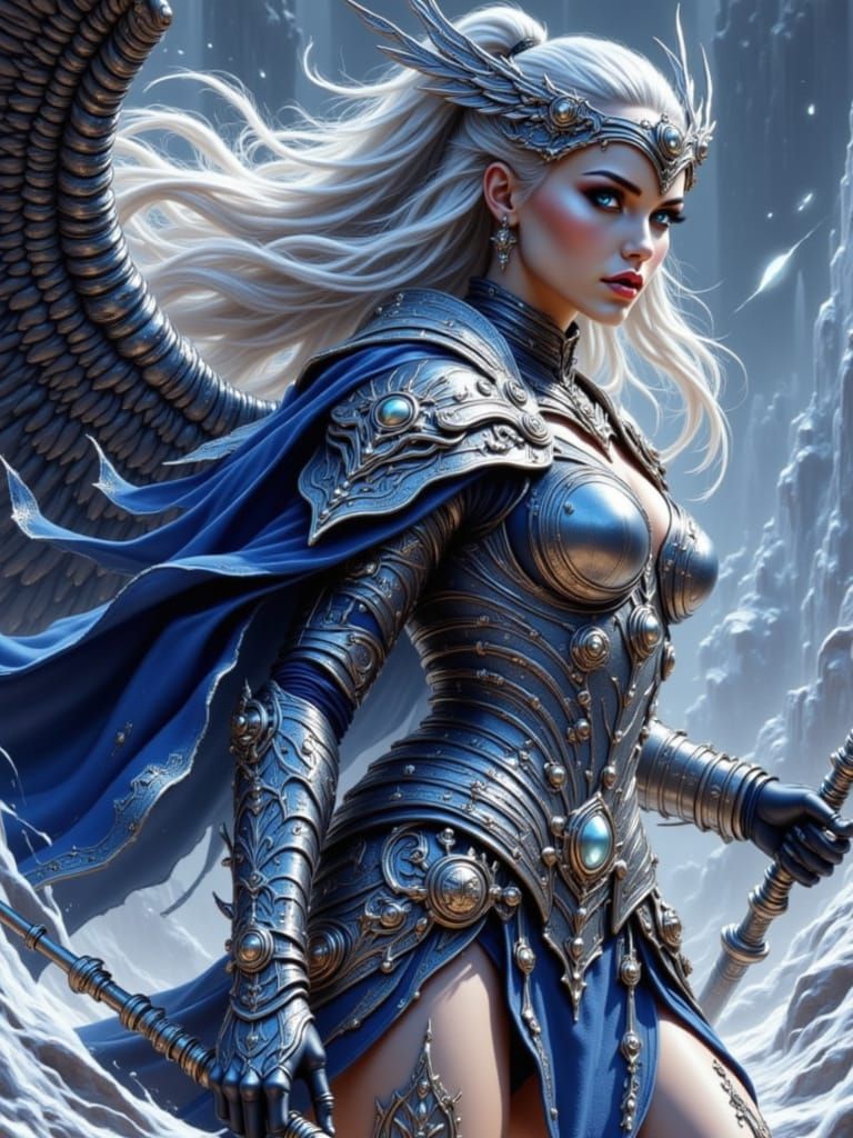 A Beautiful fierce Valkyrie in Battle .