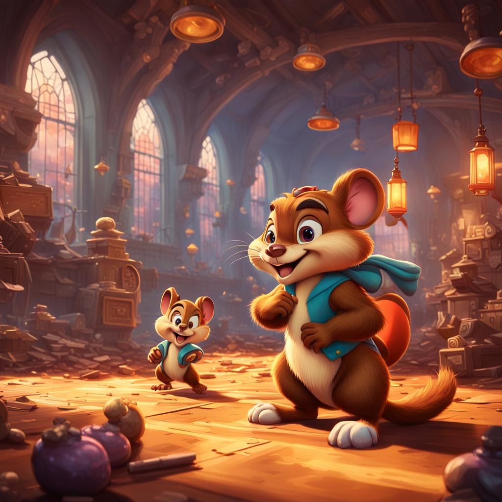 Dramatic Cult Scene with Chip 'N Dale in 8K