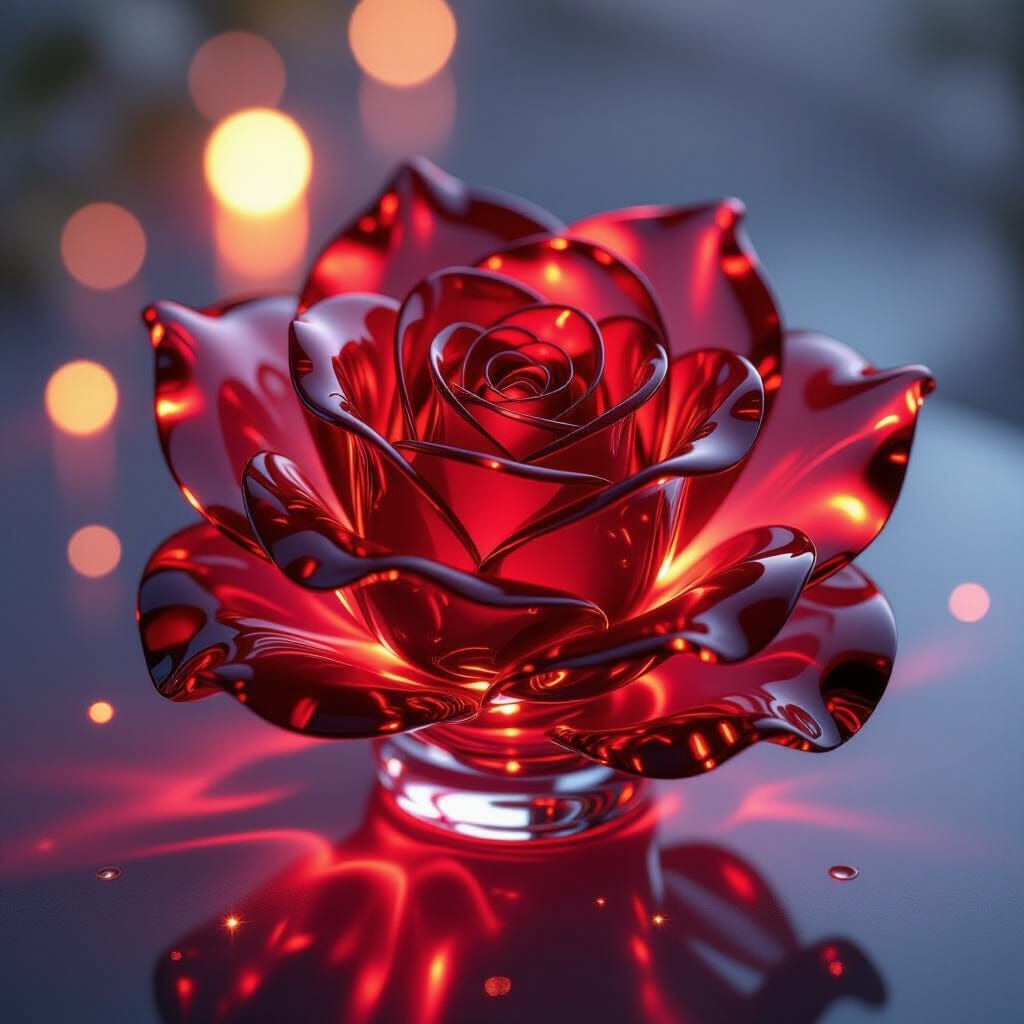 Ruby Glass Rose Dress Macro Shot