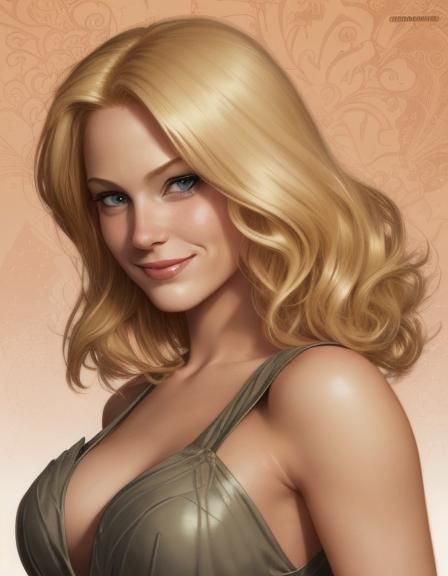 Blonde Woman Winking in Comic Book Art Style