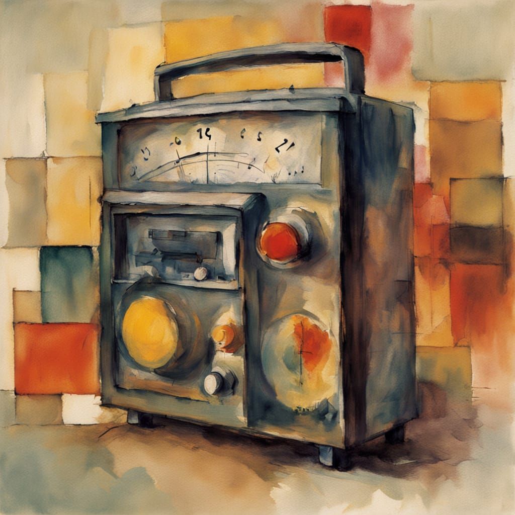Radio Post-Impressionist Scene in Watercolor