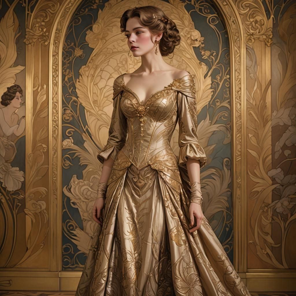 Belle Époque Woman in Art Nouveau Style
