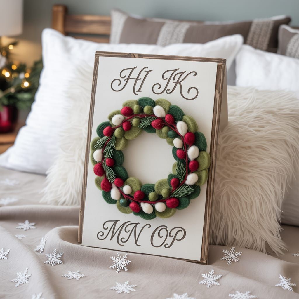 Cozy Christmas Needle-Felted Wreath Card