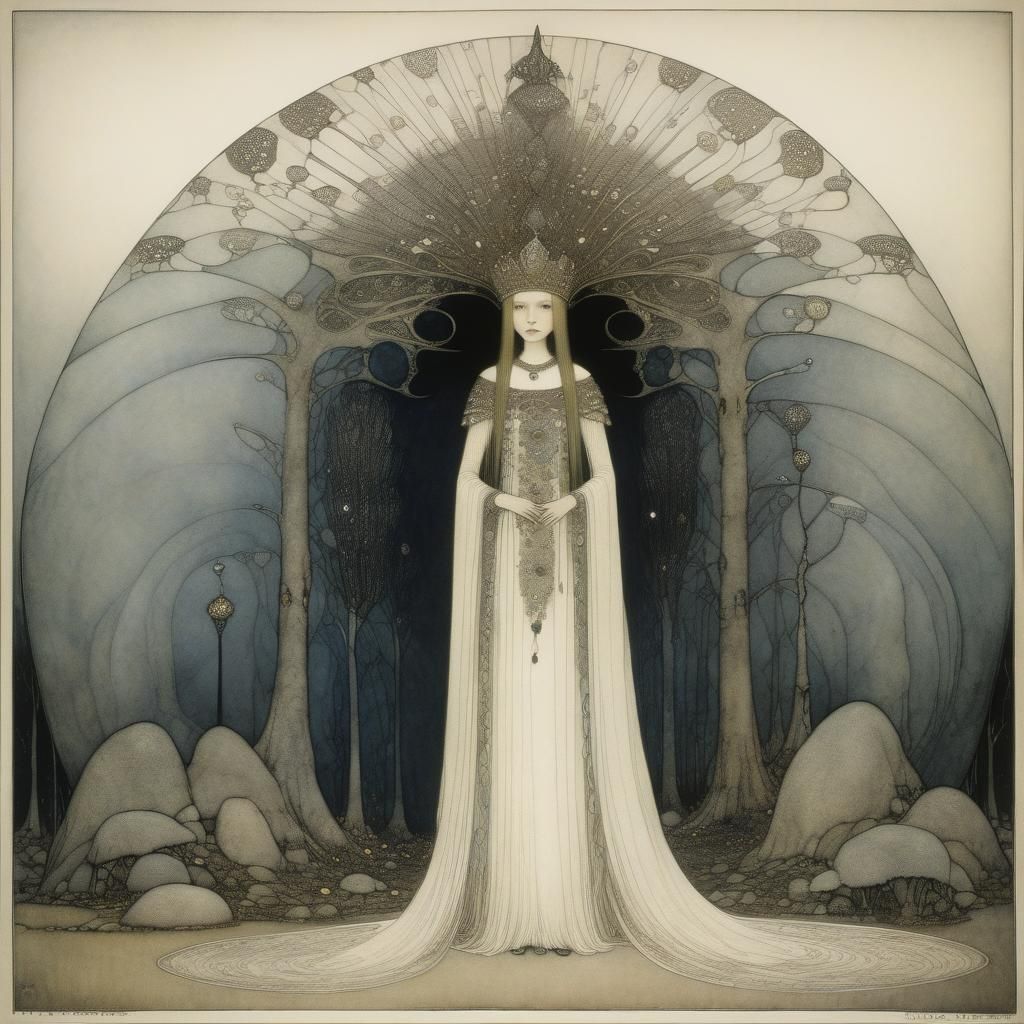 Enchanting Fairy Queen Illustration in Golden Age Style