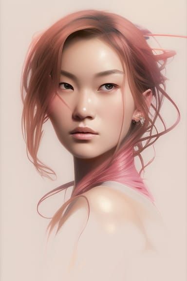 Beautiful Chinese Woman Portrait in Hyperdetailed Style