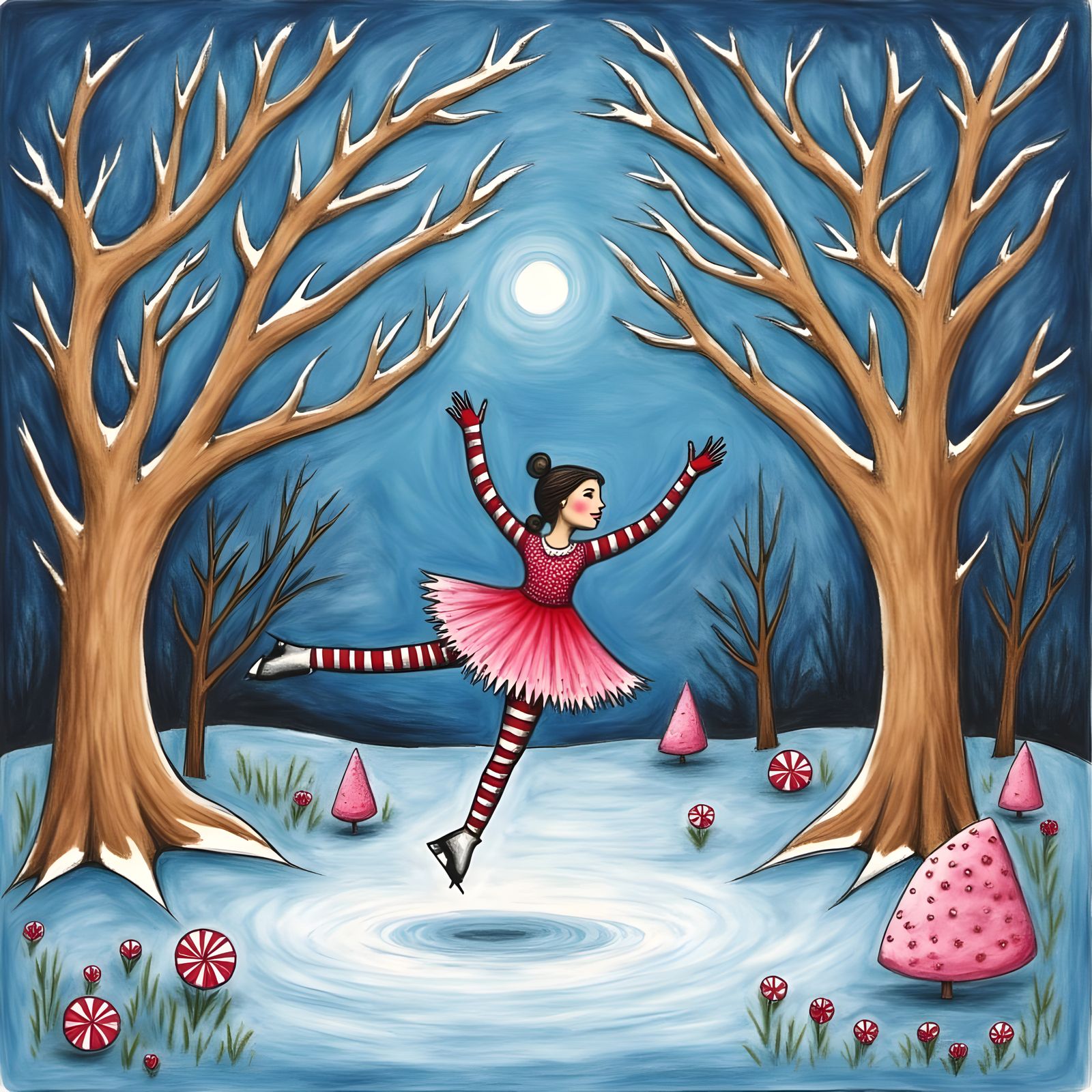 Mysterious Forest in Darkened Candyland Scene