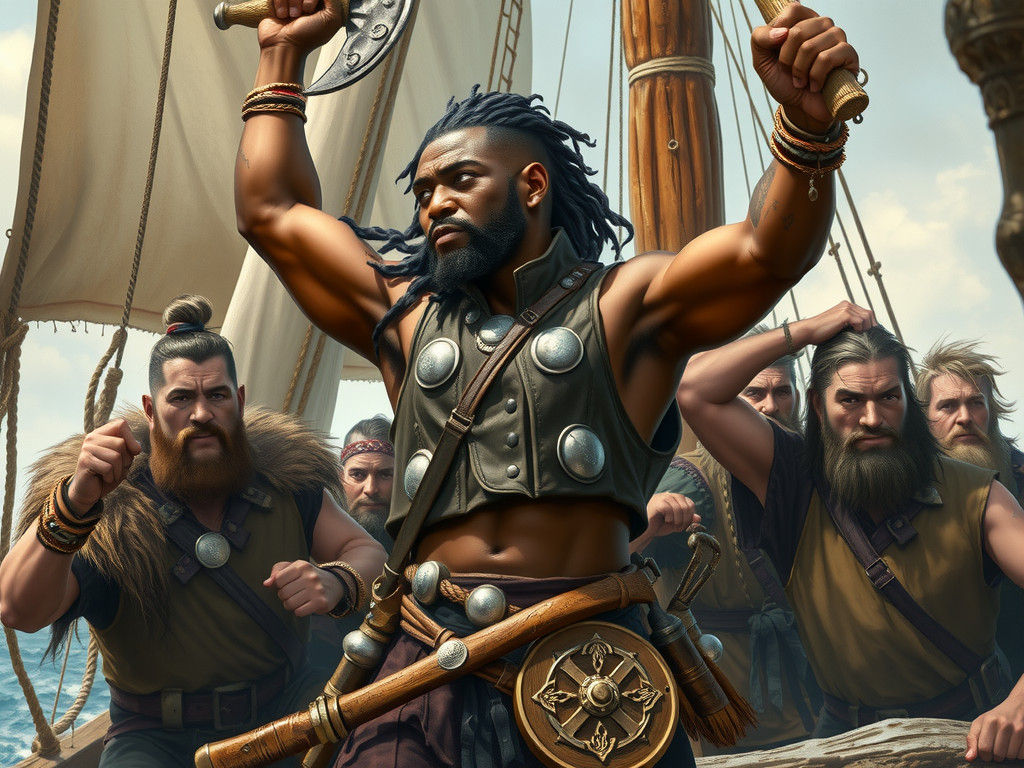 African Warrior Joins Viking Pirate Crew
