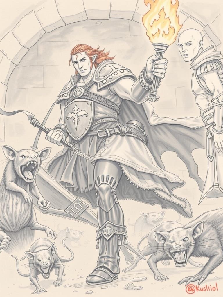 Epic Battle in Torchlit Catacombs