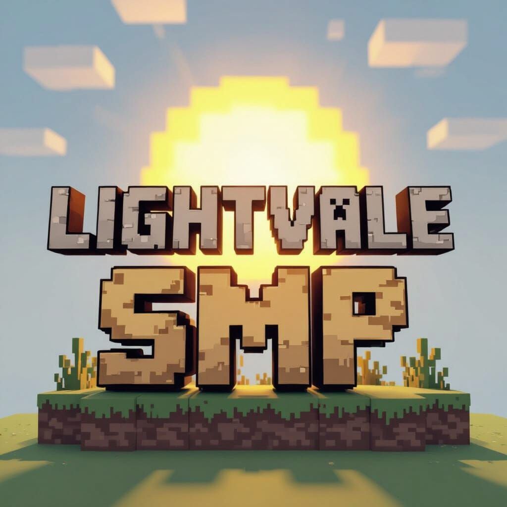 Minecraft Letters with Glowing Sun in Background