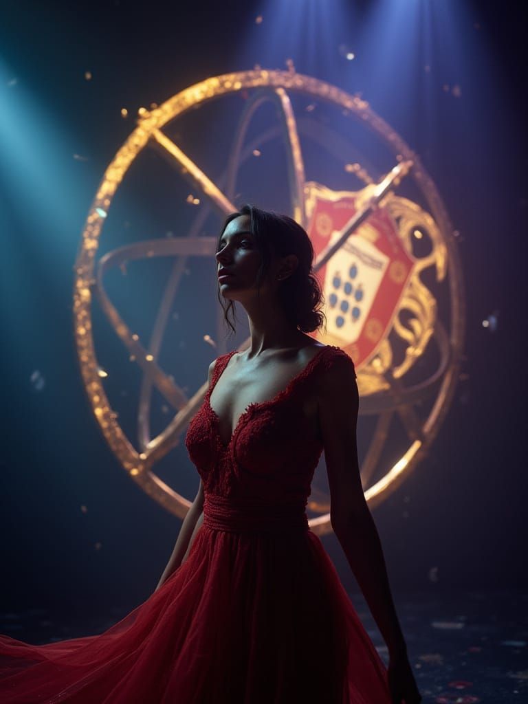 Elegant Woman in Dynamic Lighting, Cinematic Film Still