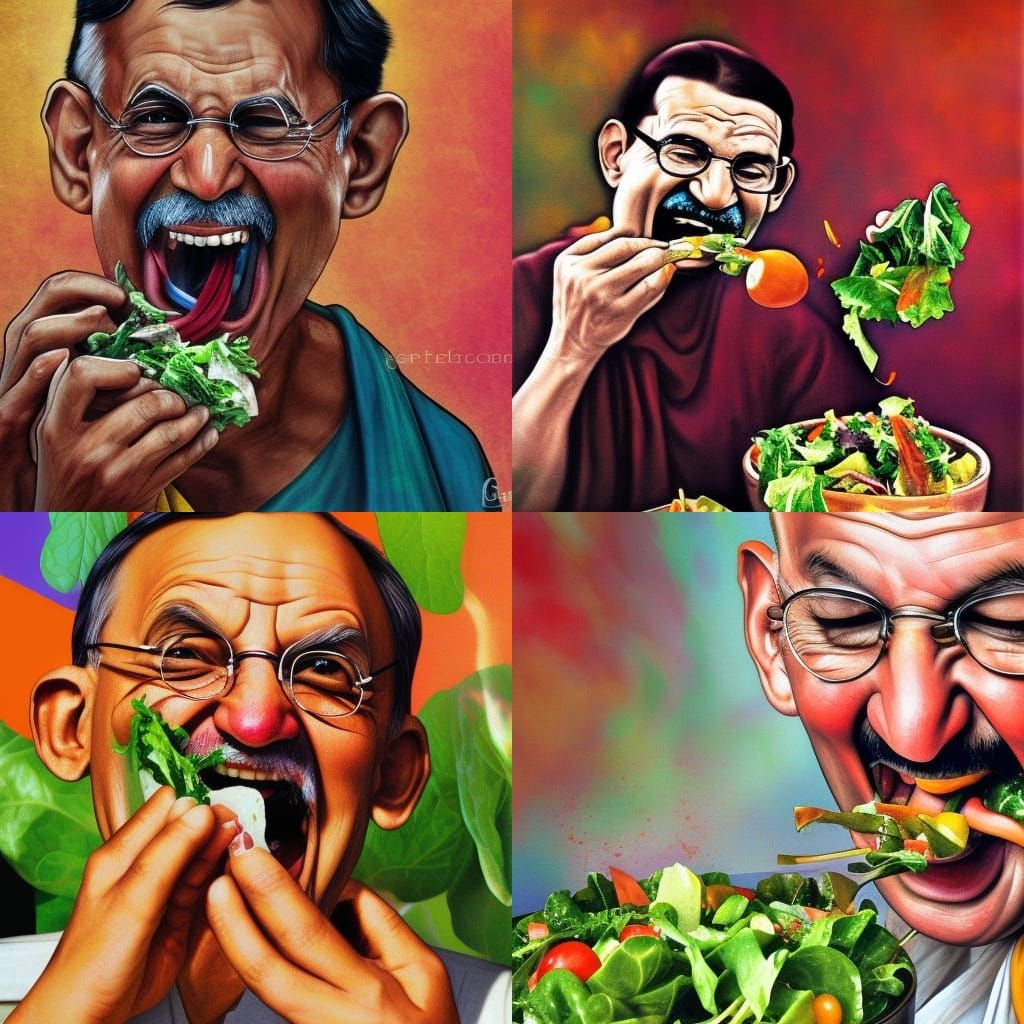 Gandhi Laughing: Hyperrealistic Splash Art Portrait