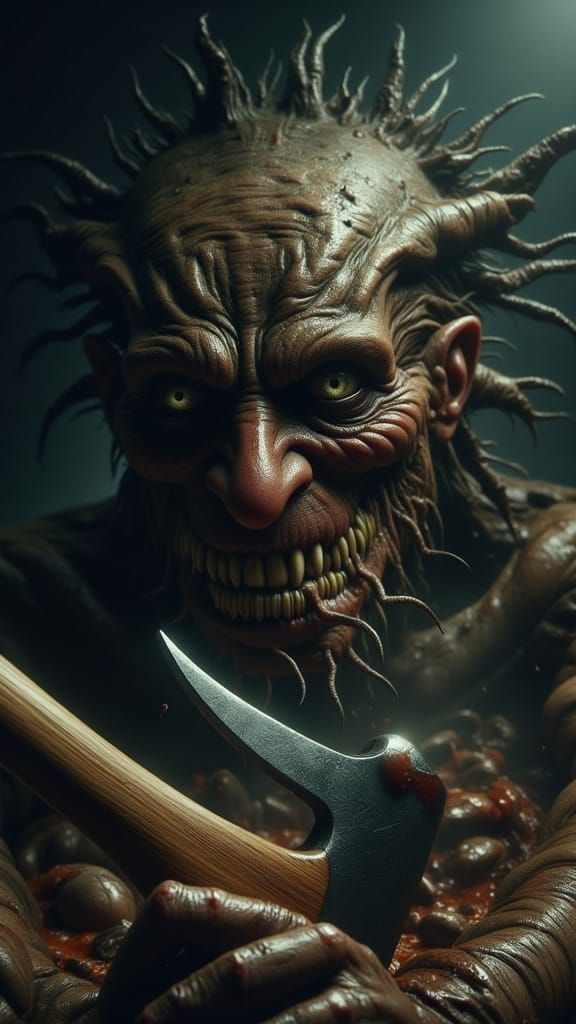 Grotesque Creature's Demise in Hyperrealistic Horror