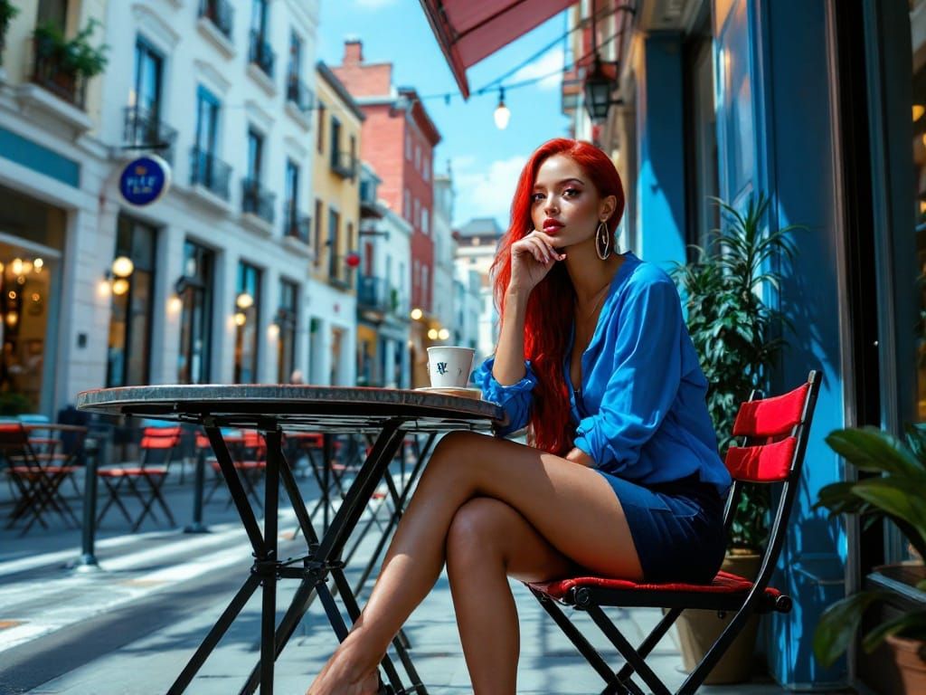 Confident Woman Owns the Scene in Vibrant Color Contrasts