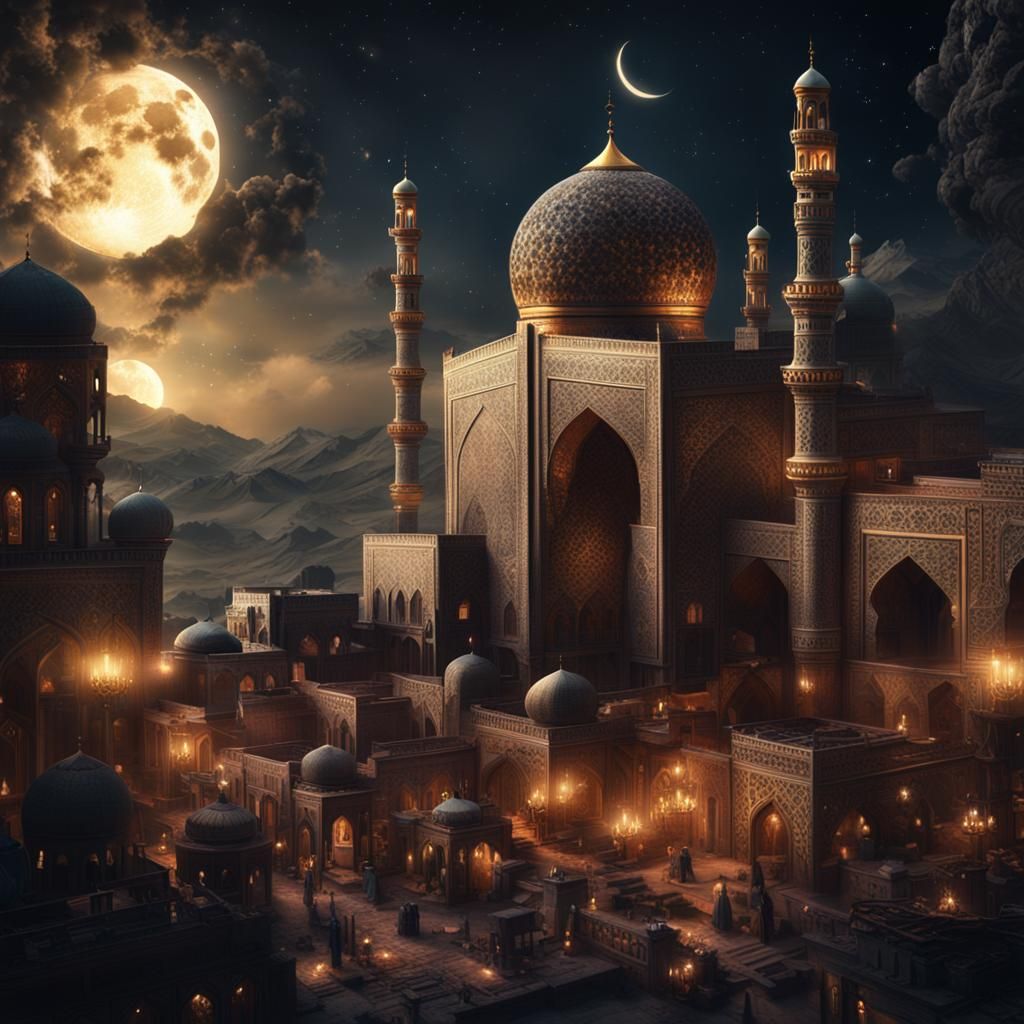 Epic Ramadan Moon Digital Matte Painting