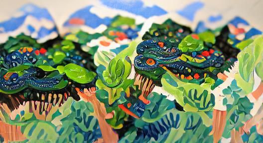 Detailed Gouache Painting