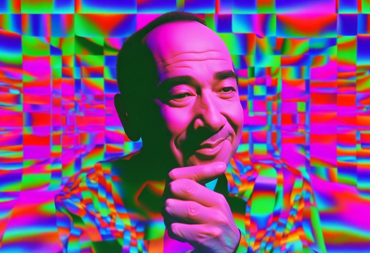 Gilbert Gottfried Vaporwave Party in Photorealistic Style