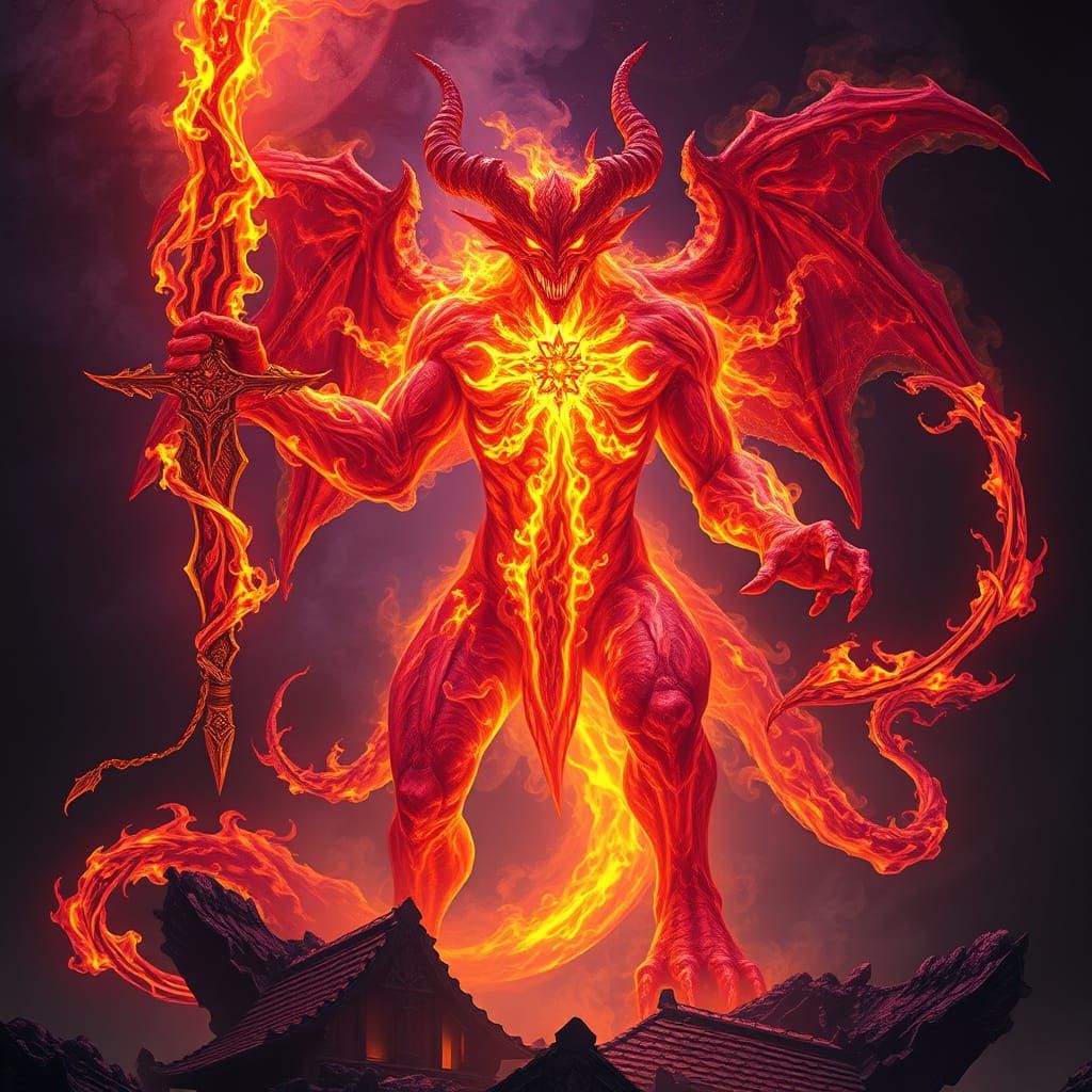 Ethereal Demon Entity in Blazing, Dark Fantasy Style