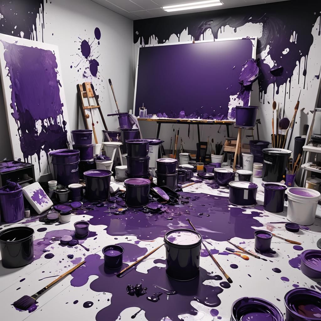 Purple Paint Pot Splatter in Anime Style